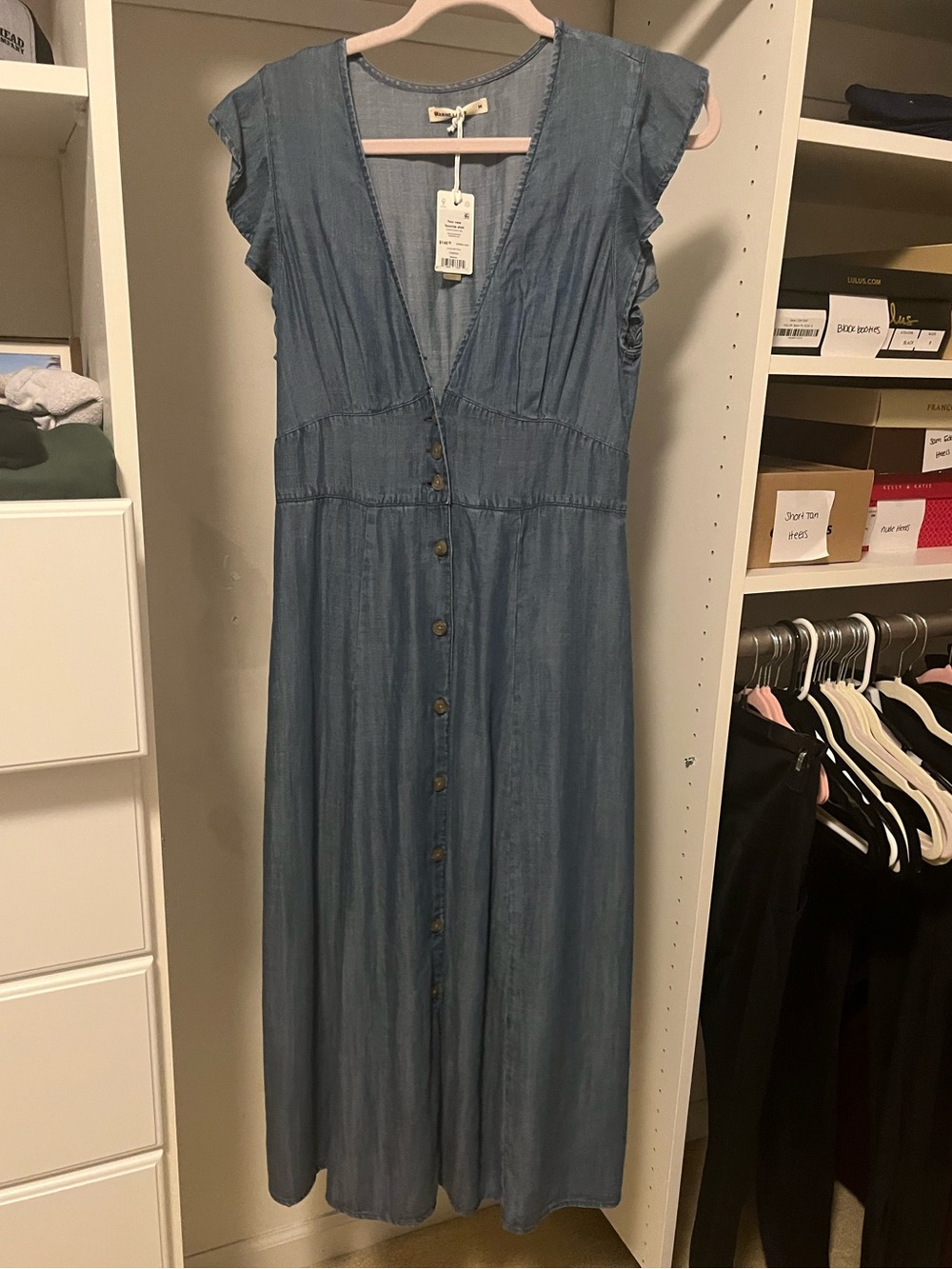 Marine Layer Camila Midi Dress in Chambray - Picture 2 of 5